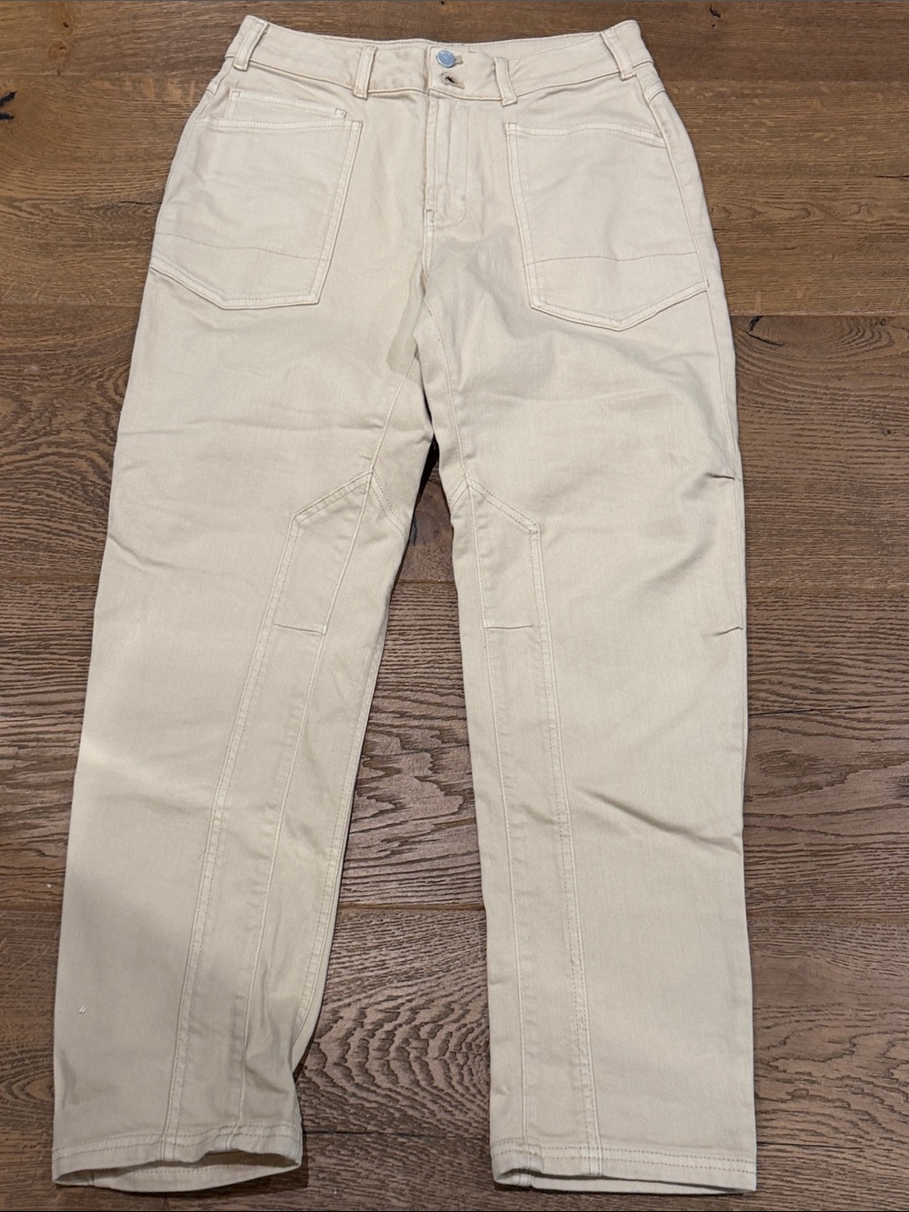 Pilcro Cream Cargo Jeans for Women 28